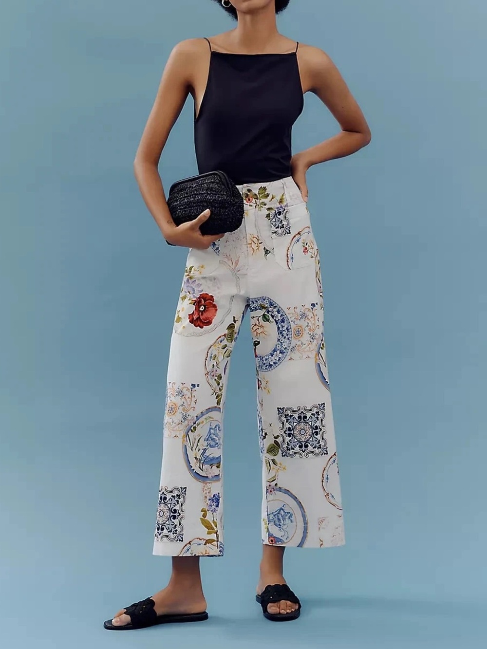 NWT Anthropologie The Colette Cropped Wide-Leg Pants Magic Fabric Edition sz 26